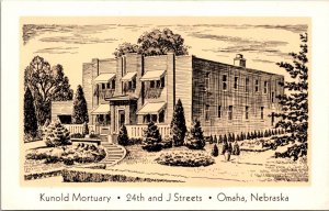 Postcard Kunold Mortuary 24th and J Streets in Omaha, Nebraska