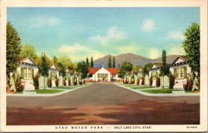 Linen Postcard Utah Motor Park 1000 South State Street in Salt Lake City, Utah