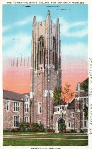 Vintage Postcard 1938 Tower Scarritt College Christian Workers Nashville Tenn.