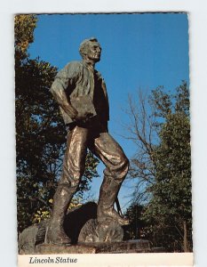 Postcard Lincoln Statue, New Salem State Park, New Salem, Illinois