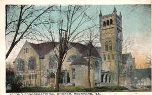 1917 Second Congregational Church Religious Building Rockford Illinois Postcard