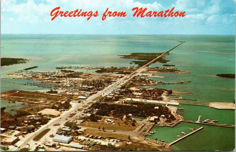 Greeting Marathon Airview Florida FL Overseas Highway VTG Postcard UNP Unused 