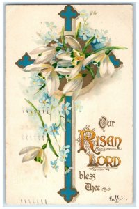 1905 Easter Holy Cross Pansies Flowers Lynn Massachusetts MA Antique Postcard