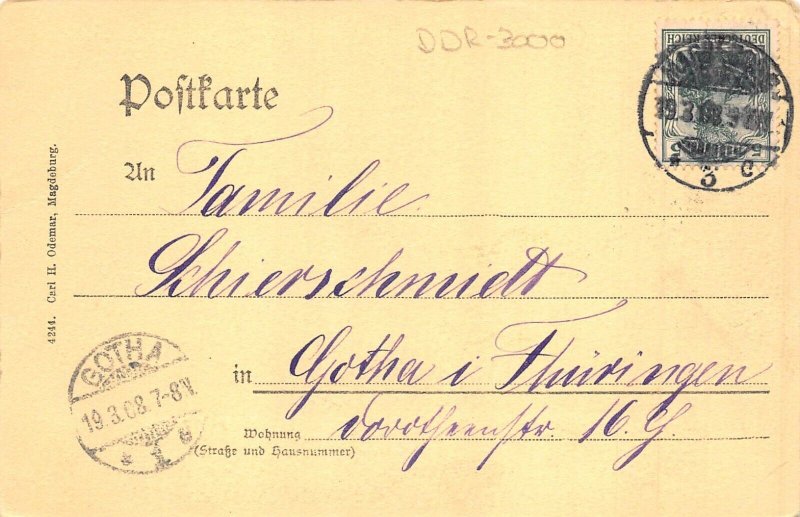 Germany 1908 Magdeburg Boats Pier vintage postcard