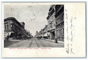 1906 Main Street Looking North From Algoma Carriage Oshkosh Wisconsin Postcard