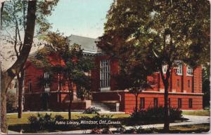 Public Library Windsor ON Ontario Ont c1914 Antique Postcard D47