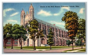 Vintage 1940's Postcard Panoramic Queen of the Holy Rosary Cathedral Toledo Ohio