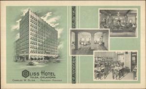 Tulsa OK Bliss Hotel Art Deco Multi-View Promo c1920s Postcard EXC COND