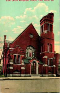 Vtg Postcard Tremont Lock Haven PA - First United Evangelical Church - UNP