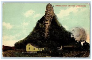 c1950's House At The Foot Train Railroad Castle Rock On Mississippi MS Postcard