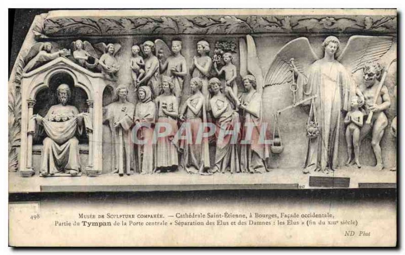 Postcard Old Museum Sculpture compa?er Cathedrale Saint Etienne Bourges weste...