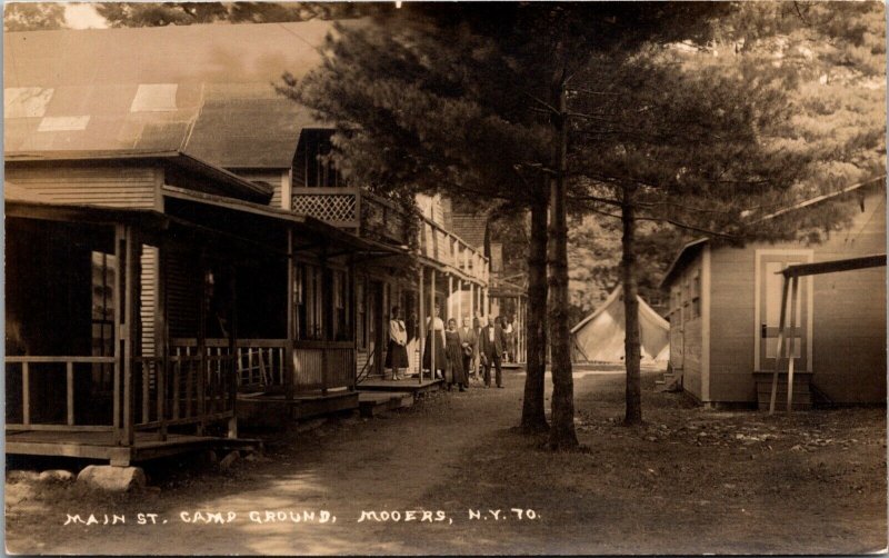 Real Photo Postcard Main Street at Camp Ground in Mooers, New York