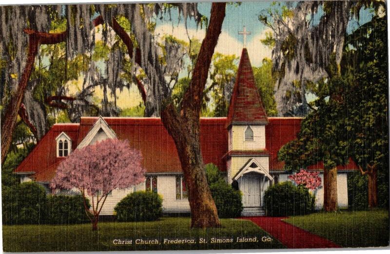 Christ Church, Frederica, St. Simons Island Georgia Vintage Postcard N01