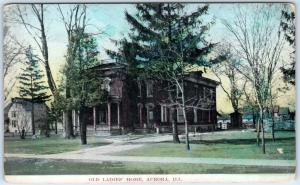 AURORA, Illinois  IL    Hand colored  OLD LADIES HOME  ca 1910s  Postcard