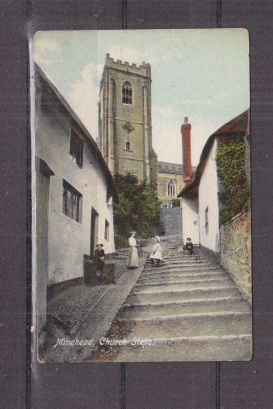GREAT BRITAIN, MINEHEAD, SOMERSET, CHURCH STEPS, c1910 ppc., unused.