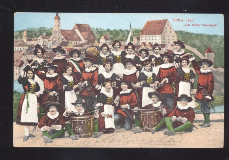 SCHW. HALL DER HALLER SIEDERHOF GERMAN BAND ANTIQUE VINTAGE POSTCARD GERMANY