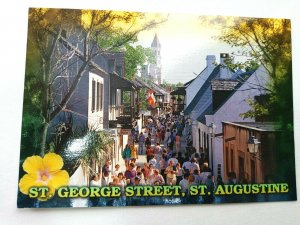 Vintage Postcard St. George Street St. Augustine Florida Town Scene