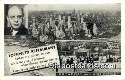 Time Square, Toffenetti Restaurant, New York City, NYC USA Unused 