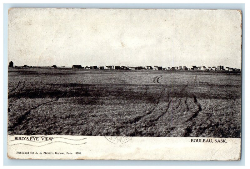1908 Bird's Eye View of Buildings in Rouleau Saskatchewan Canada Postcard 