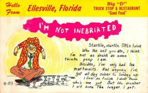 Florida, FL   ELLESVILLE~Big D Truck Stop Advertising  DRINKING COMIC  Postcard