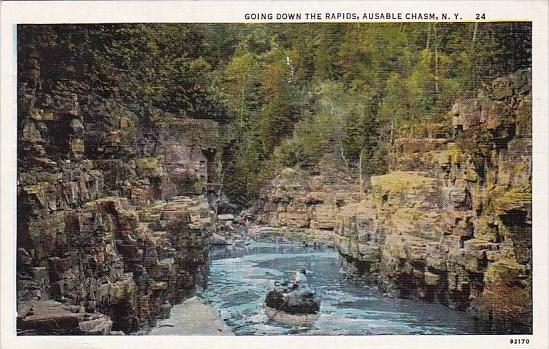 Going Down The Rapids Ausable Chasm New York 1937
