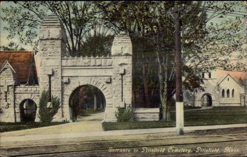 Pittsfield MA Entrance to Cemetery c1910 Postcard