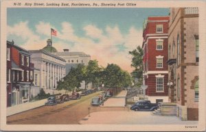 Postcard Airy Street Looking East Norristown PA Showing Post Office