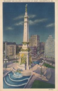 Night View Soldiers' and Sailors' Monument - Indianapolis IN, Indiana - Linen