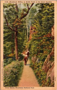 Postcard TN Great Smoky Mountain Ntl Pk Horseback Riding Bridle Trails