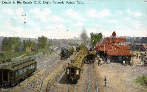 1910 Denver & Rio Grande Depot, Colorado Springs, Colorado Divided Back Postcard