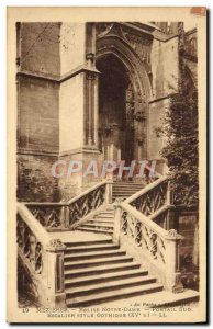 Old Postcard Mezieres Eglise Notre Dame South Gate Gothic Style Staircase