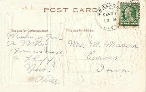 1909 Santa Christmas Embossed Divided Back Postcard