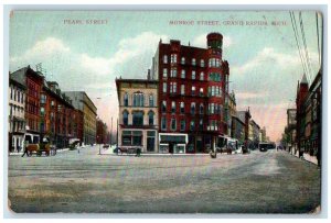c1910 Pearl and Monroe Streets Grand Rapids Michigan MI Unposted Postcard