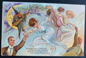 1915 Augusta ME USA Picture Postcard Cover Be Careful Men On Halloween Witches