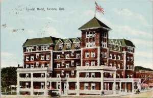 Tourist Hotel Kenora Ontario c1913 Johnson's Pharmacy Duplex Cancel Postcard H19