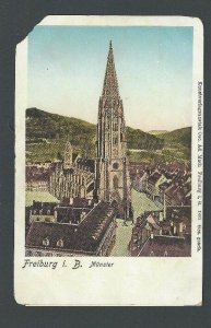 Ca 1900 PPC Church W/Gold Tinting Freiburg Germany Mint Small Corner Gone