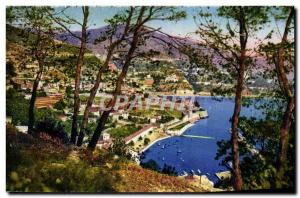 Old Postcard Villefranche Sur Mer Vue Prize Between Pines And Darse