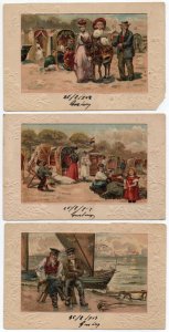 Group of 6 Beach Seaside Scenes Vacation Fishing PFB Postcards AA50787