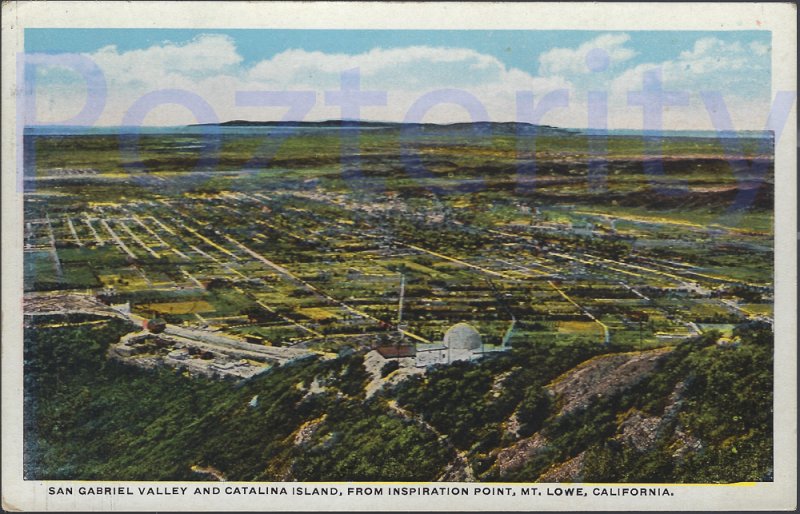 SAN GABRIEL AND  CATALINA ISLAND FROM INSPIRATION POINT MT. LOWE  CALIFORNA