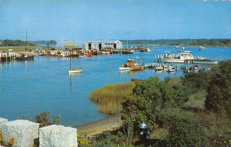 Osterville Massachusetts view of Crosby Boat Yards vintage pc ZA440496