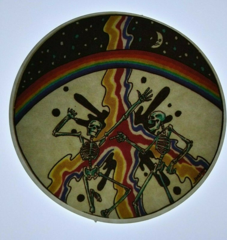 Grateful Dead Sticker Original 1980s Car Window Sticker Skeletons Rainbow Moon