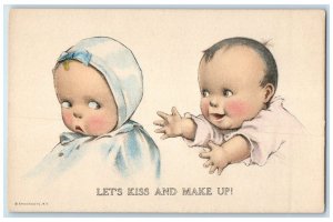 c1910s Cute Little Kids Let's Kiss And Make Up Edward Gross Twelvetrees Postcard