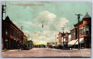 Rock Falls Illinois~2nd Street Looking West~Corner Drug Store & Turret~c1910 PC