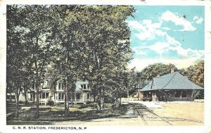 Fredericton N. P.  Canada C. N. R. Railroad Station Train Depot Postcard
