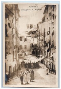 c1930's Truogoli Brigida Laundry Street Scene Genoa Italy RPPC Photo Postcard 
