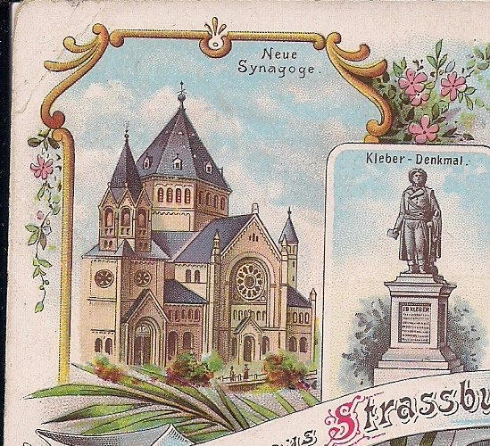 JUDAICA Gruss aus Strassburg, Germany, New Synagogue 1900, France Strasbourg