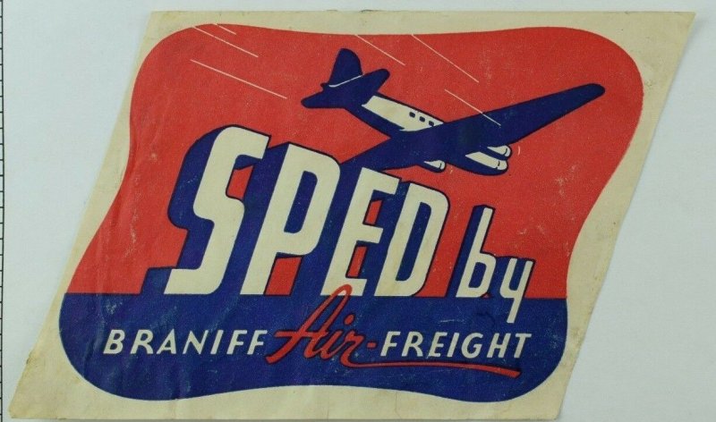 1940's-50's Braniff Air-Freight Luggage Label Original E18