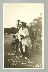 Devils Lake NORTH DAKOTA RPPC 1911 SIOUX INDIAN CHIEF Little Fish Chautauqua