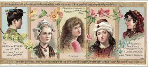 1880's Lovely Hall's Hair Renewer Ladies of Nations Trade Card &G