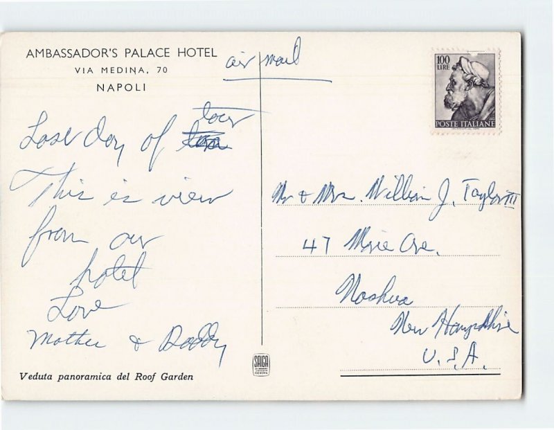 Postcard Veduta panoramica del Roof Garden, Ambassador's Palace Hotel, Italy